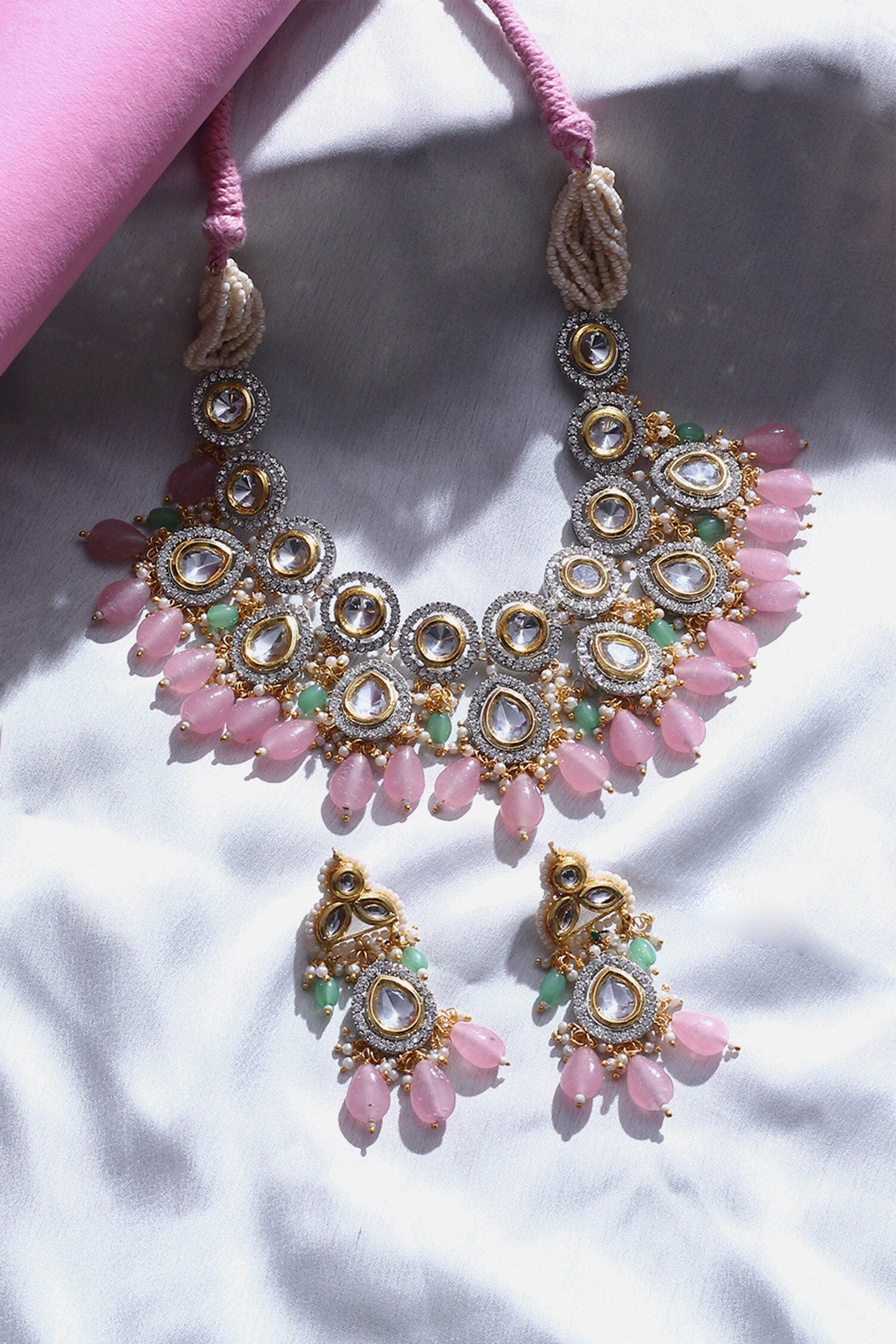 Gleaming Globule Kundan & Natural Stone Necklace Set 