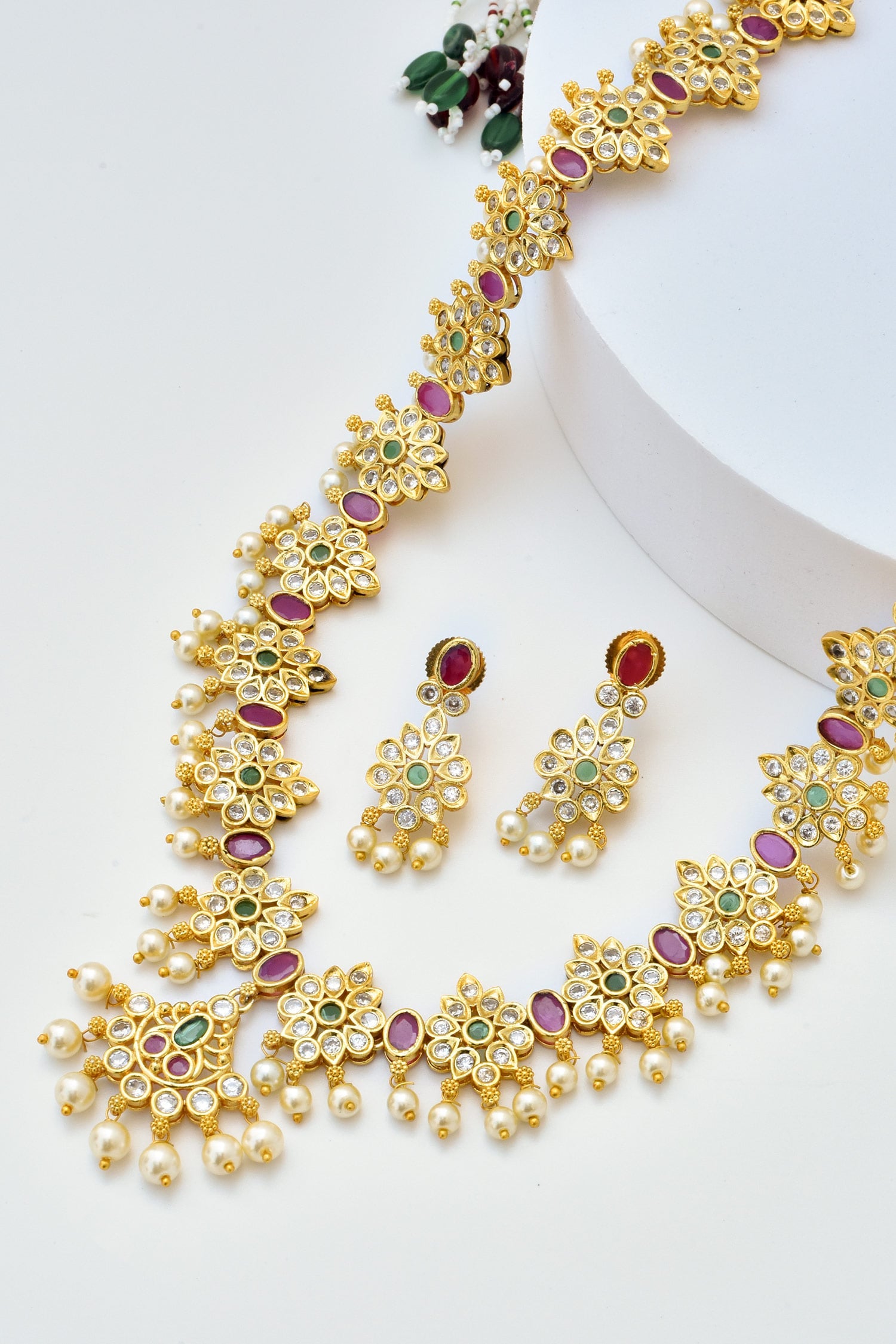 Floret Kundan Embellished Necklace Set 
