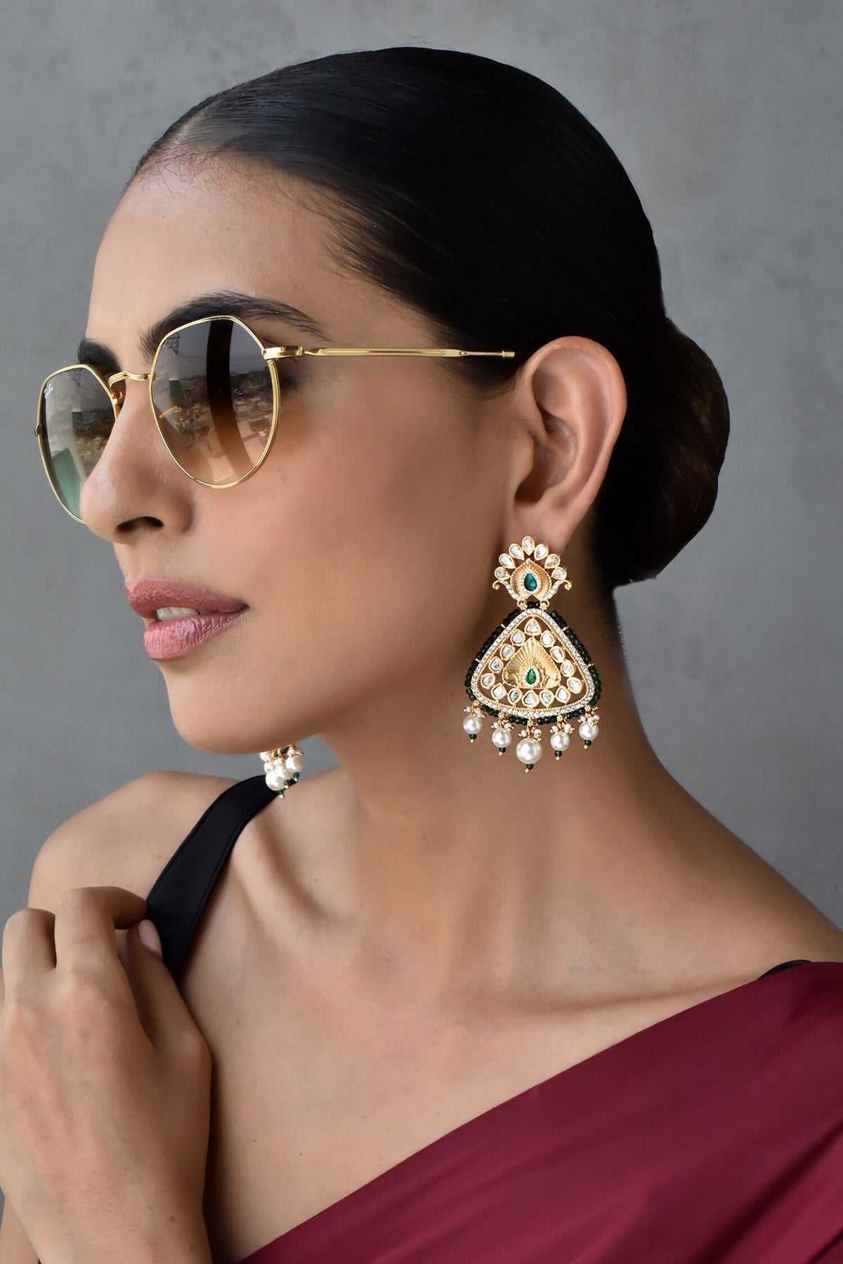 Polki Embellished Dangler Earrings 