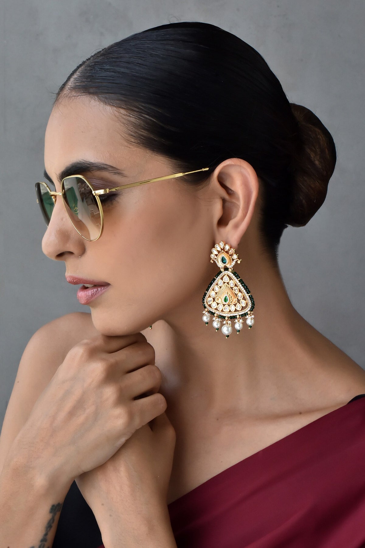Polki Embellished Dangler Earrings 