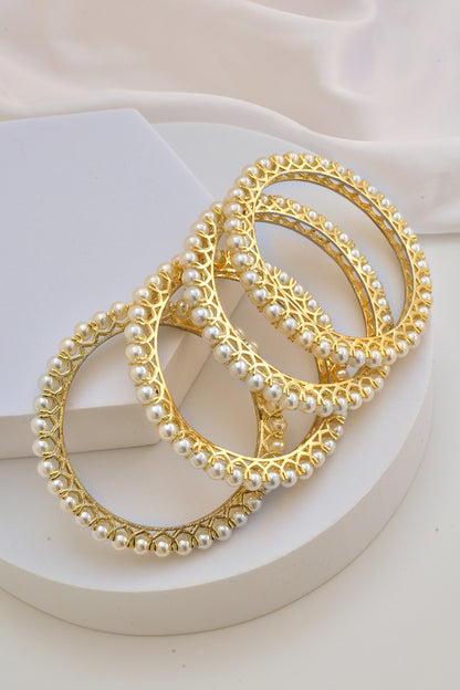 Pearl Embellished Bangles - 4 Pcs 