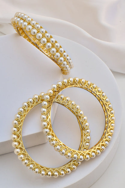 Pearl Embellished Bangles - 4 Pcs 