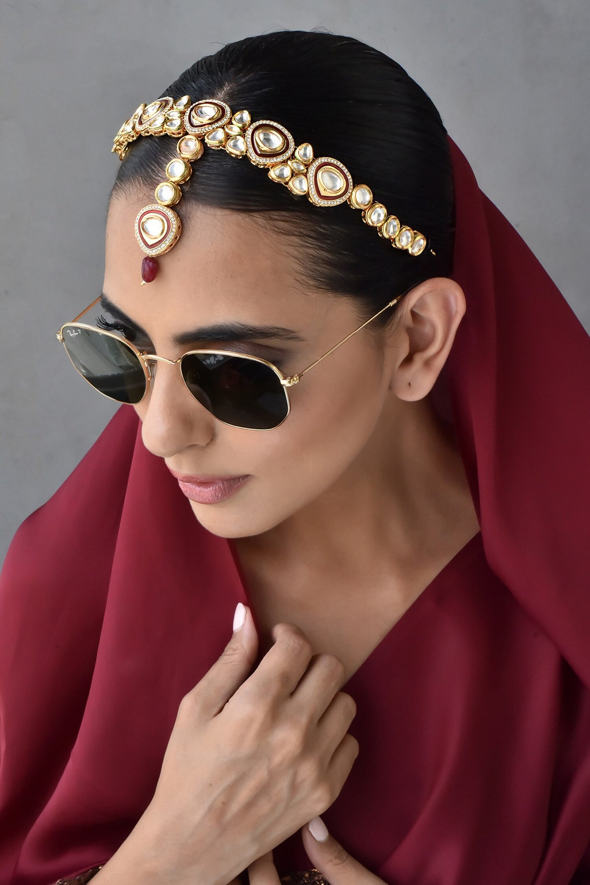 Polki Embellished Mathapatti 