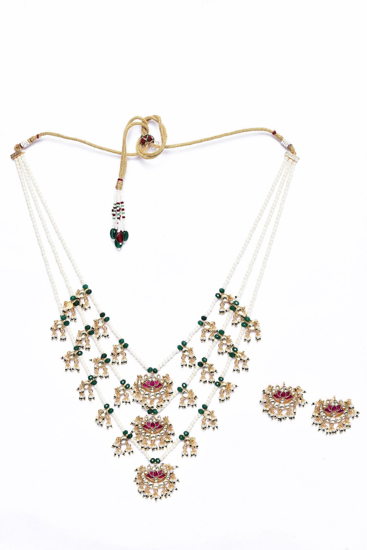 Lotus Carved Layered Necklace Set 