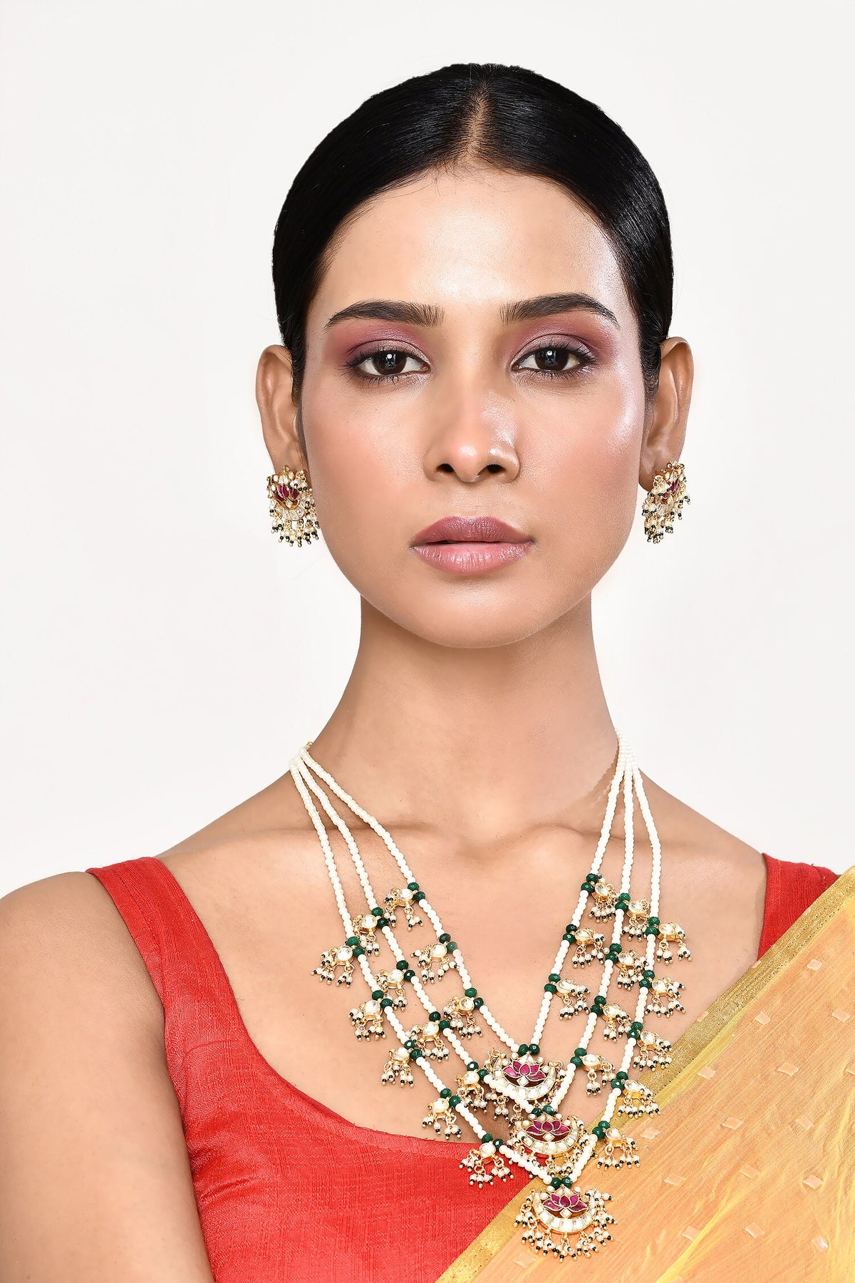 Lotus Carved Layered Necklace Set 