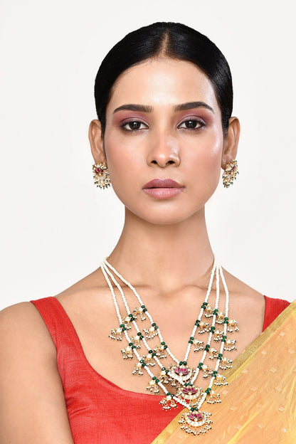 Lotus Carved Layered Necklace Set 