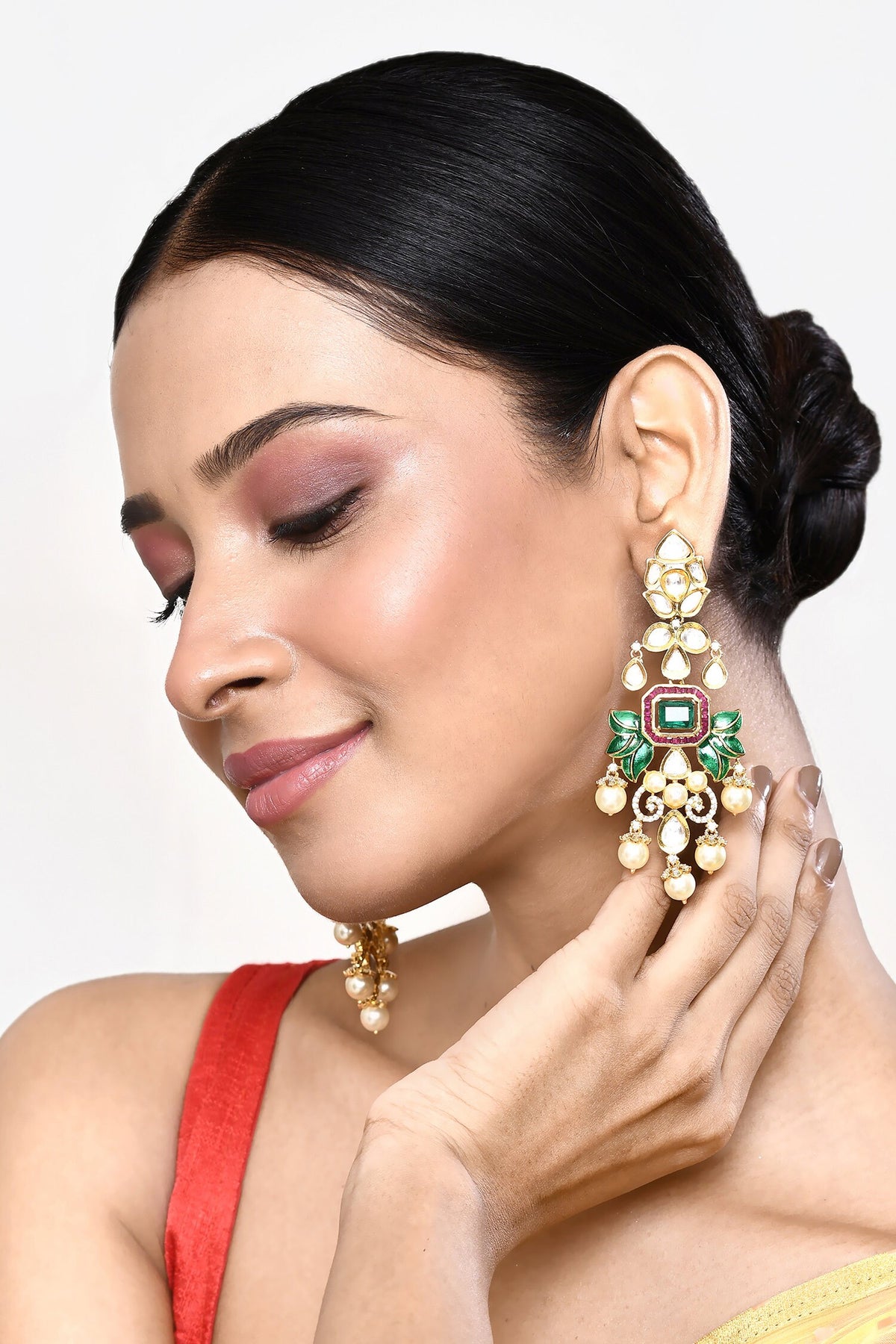 French Bloom Petal Stone Embellished Danglers 