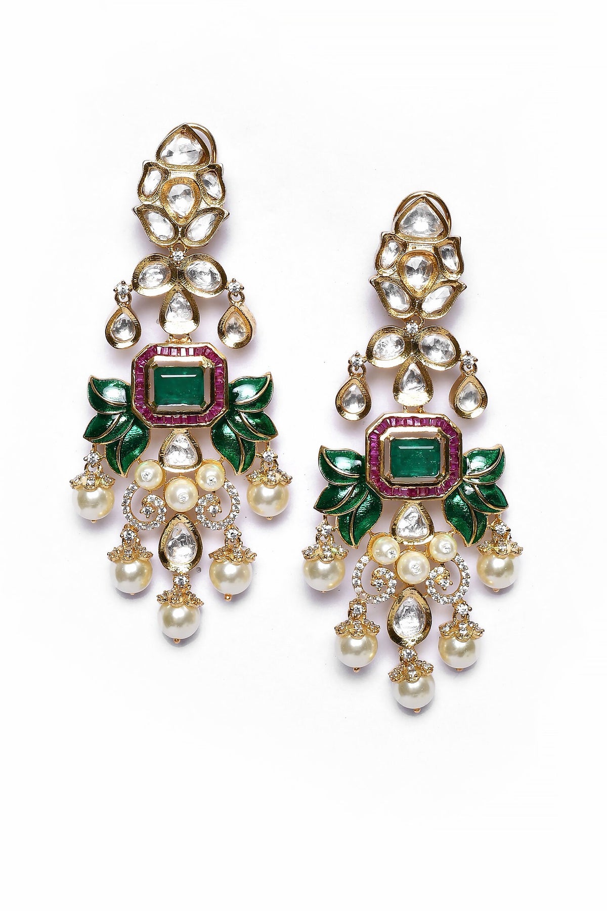 French Bloom Petal Stone Embellished Danglers 