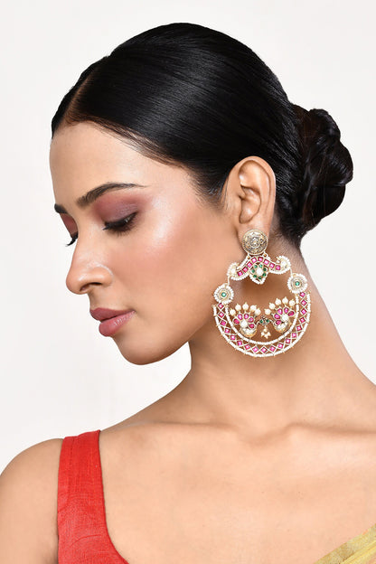 Stone Embellished Phool Chandbali 