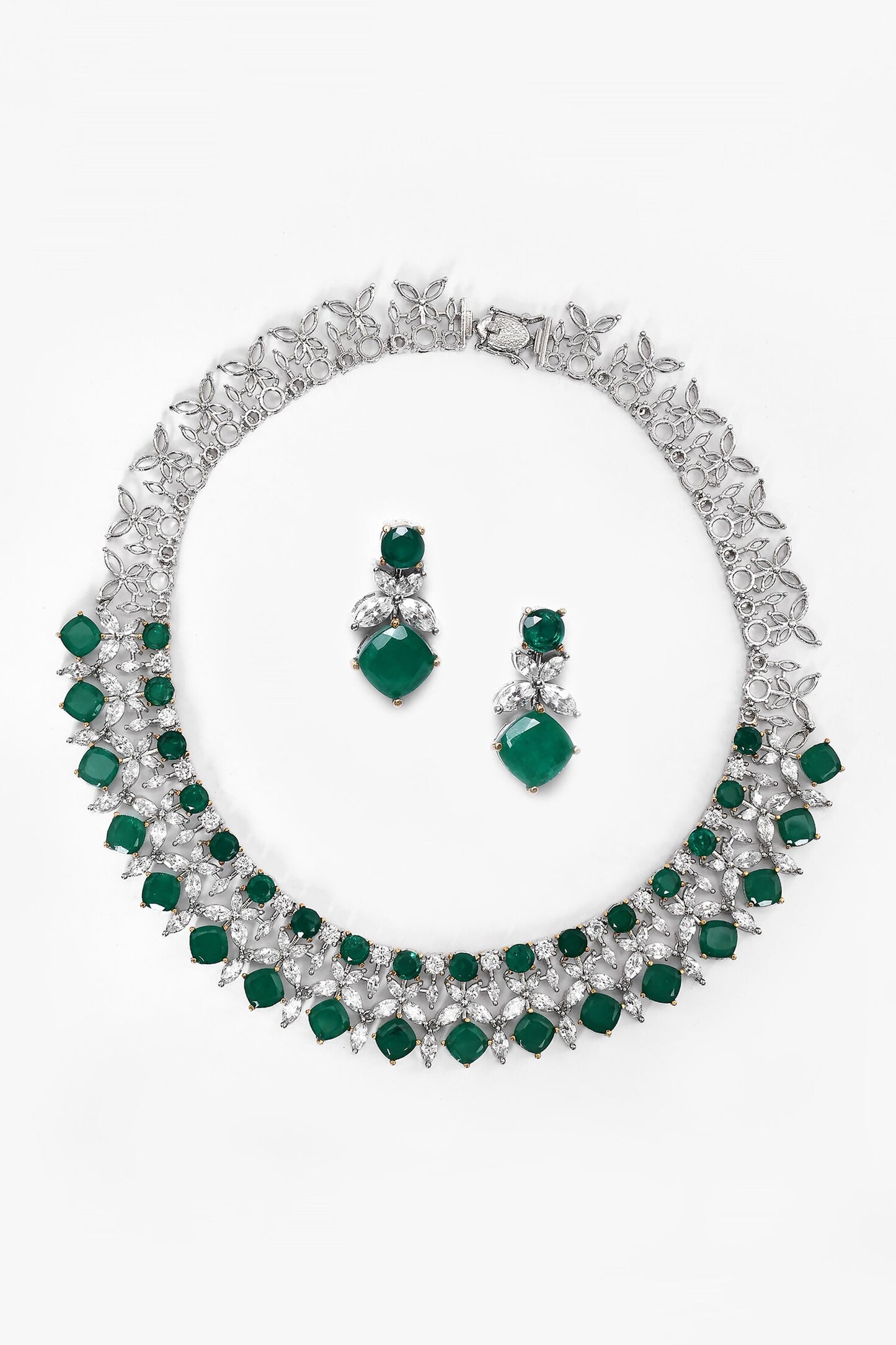 Stone Studded Floral Necklace Set 