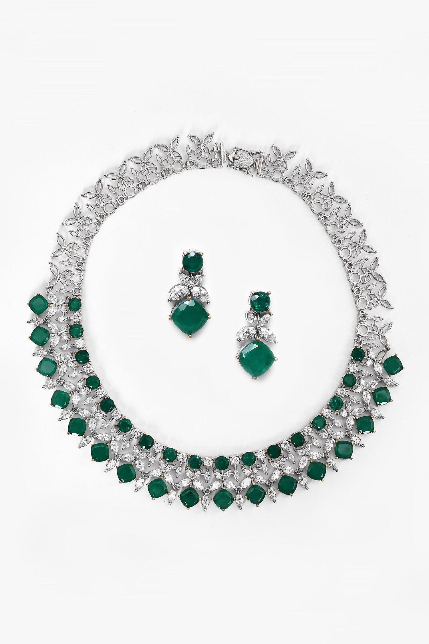 Stone Studded Floral Necklace Set 