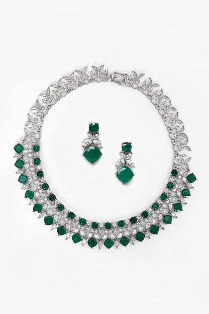 Stone Studded Floral Necklace Set 