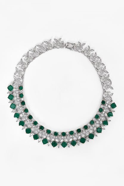 Stone Studded Floral Necklace Set 
