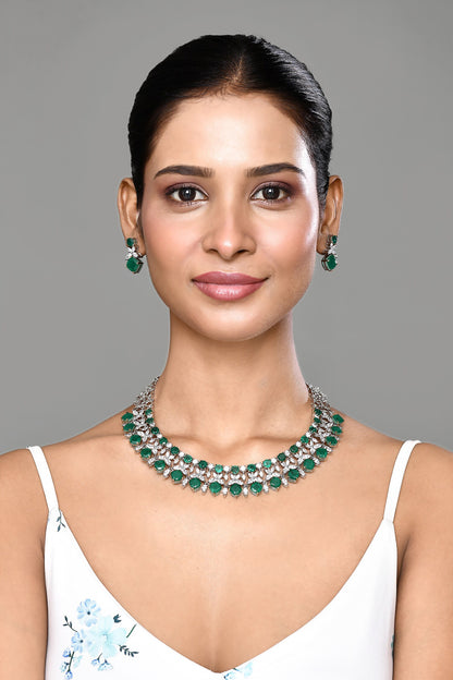 Stone Studded Floral Necklace Set 
