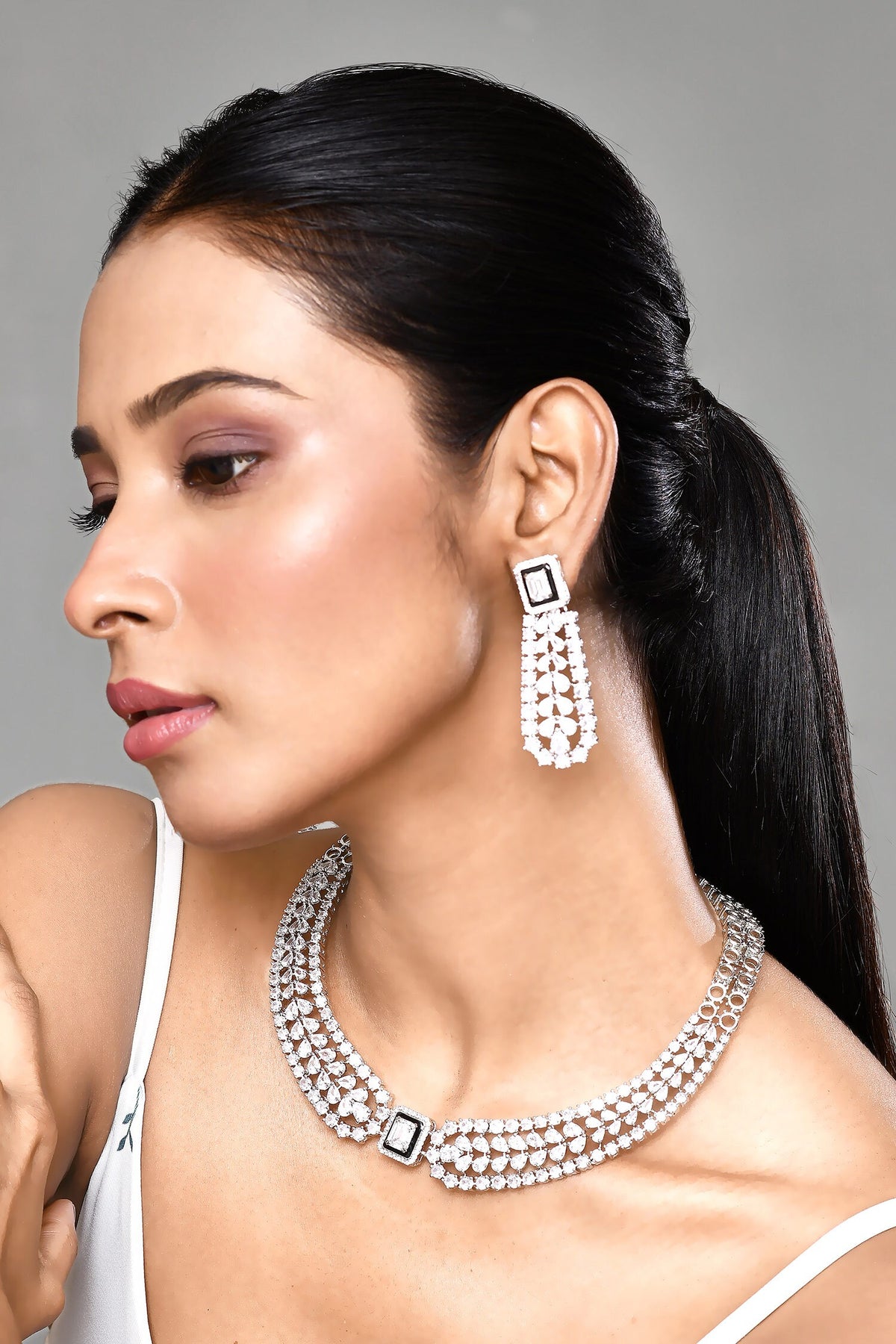 Stone Studded Choker Necklace Set 