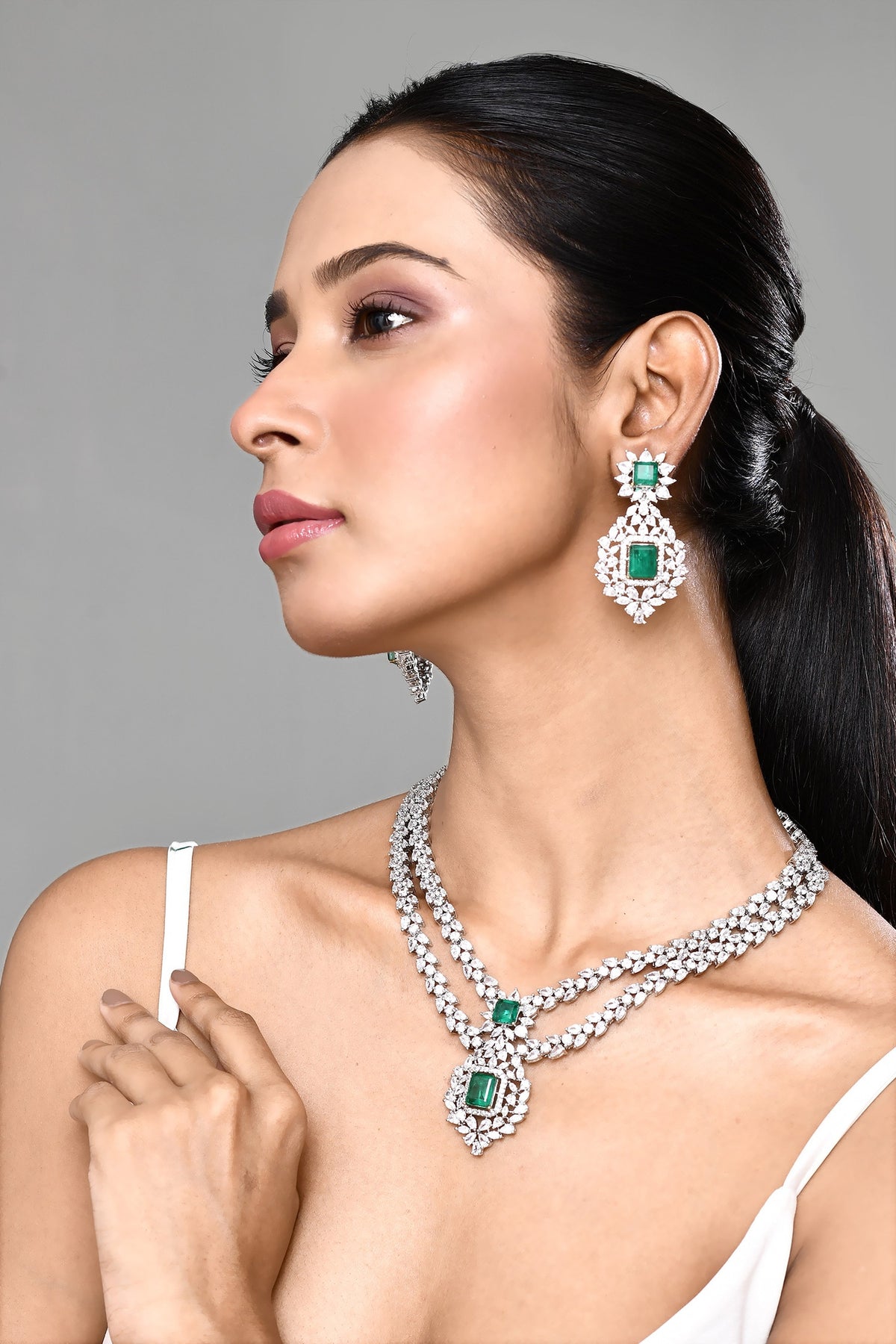 Stone Studded Layered Necklace Set 