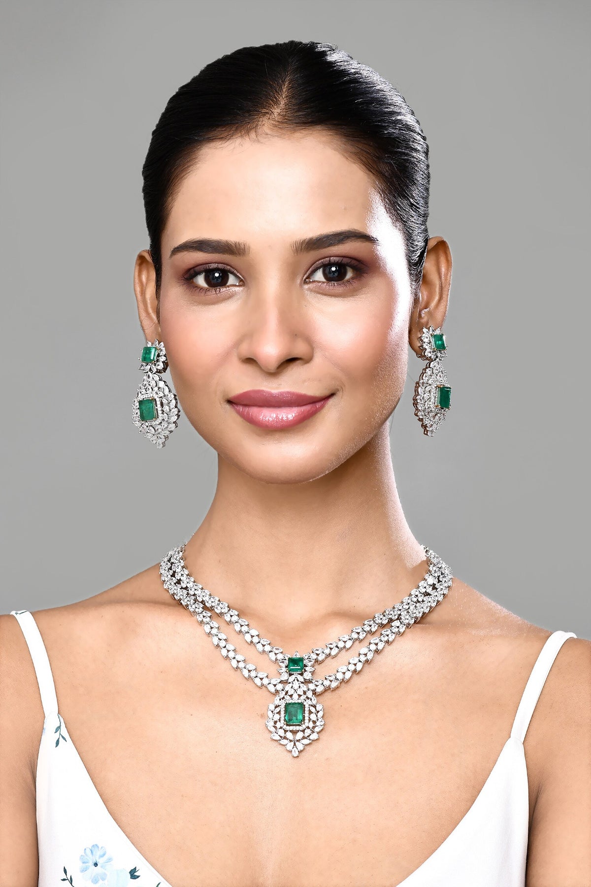 Stone Studded Layered Necklace Set 