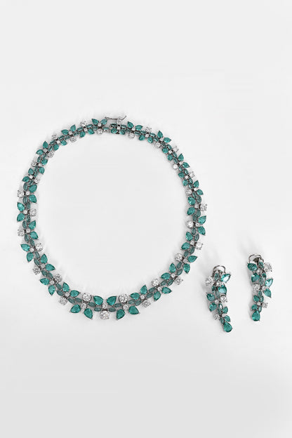 Stone Studded Floral Vine Necklace Set 