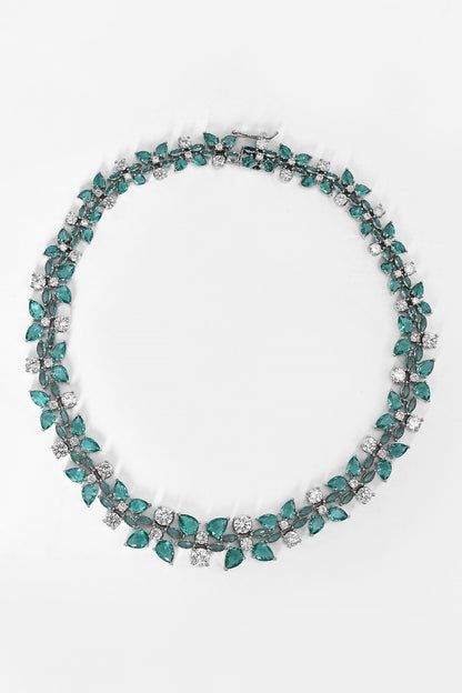 Stone Studded Floral Vine Necklace Set 