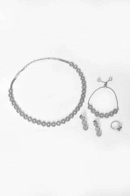 Round Stone Studded Necklace Set 