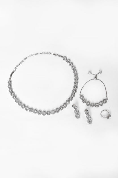 Round Stone Studded Necklace Set 