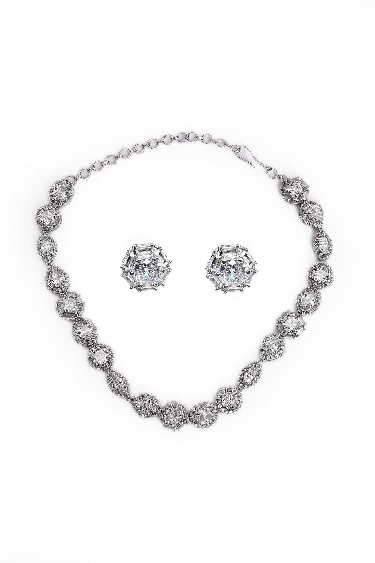 Clear Stone Studded Necklace Set 