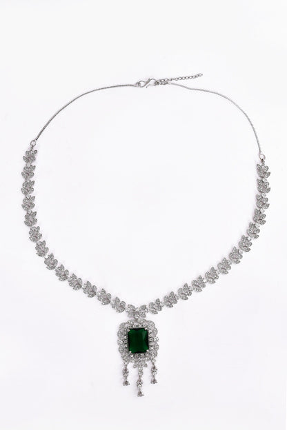 Stone Studded Foliage Drop Necklace Set 