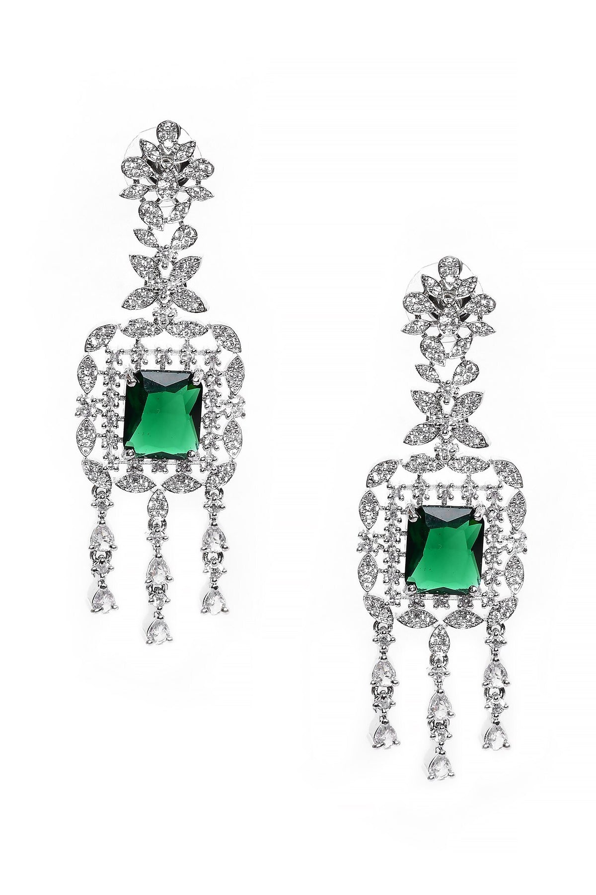 Stone Studded Foliage Drop Necklace Set 