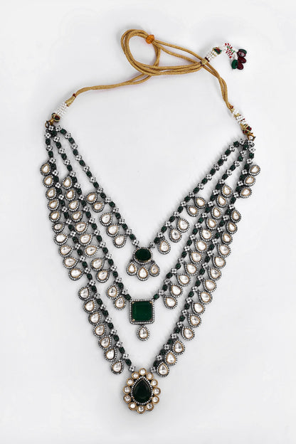 Stone Studded Multi-Layered Necklace Set 