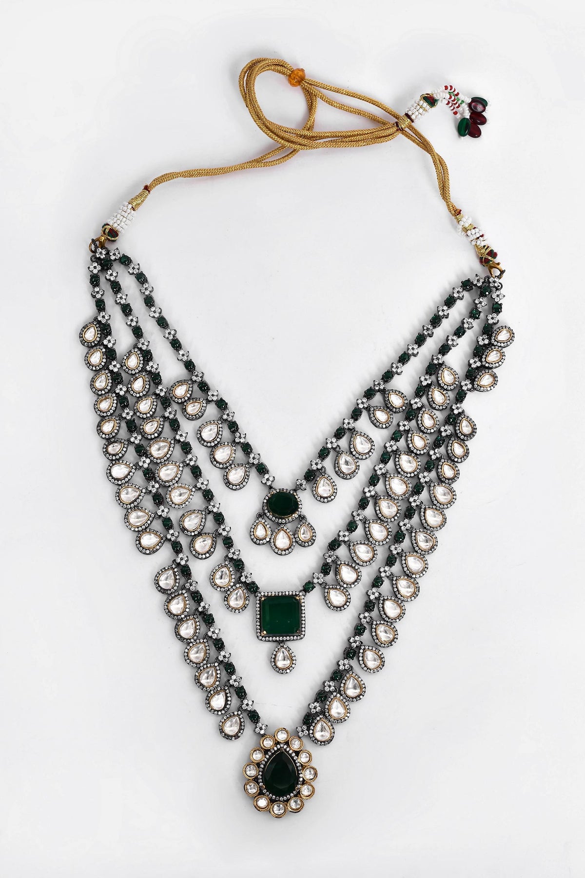 Stone Studded Multi-Layered Necklace Set 