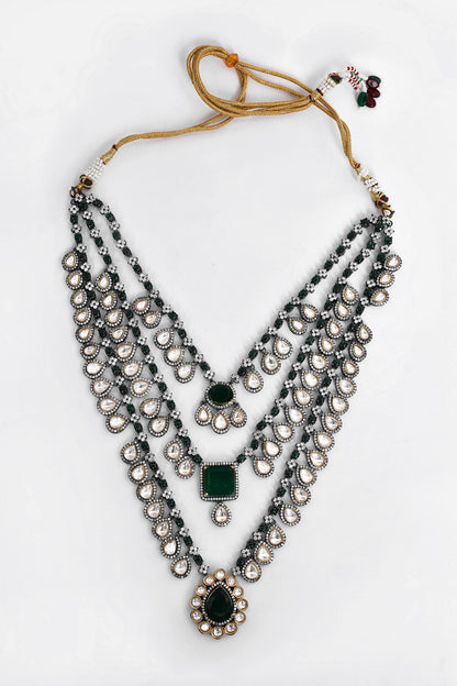 Stone Studded Multi-Layered Necklace Set 