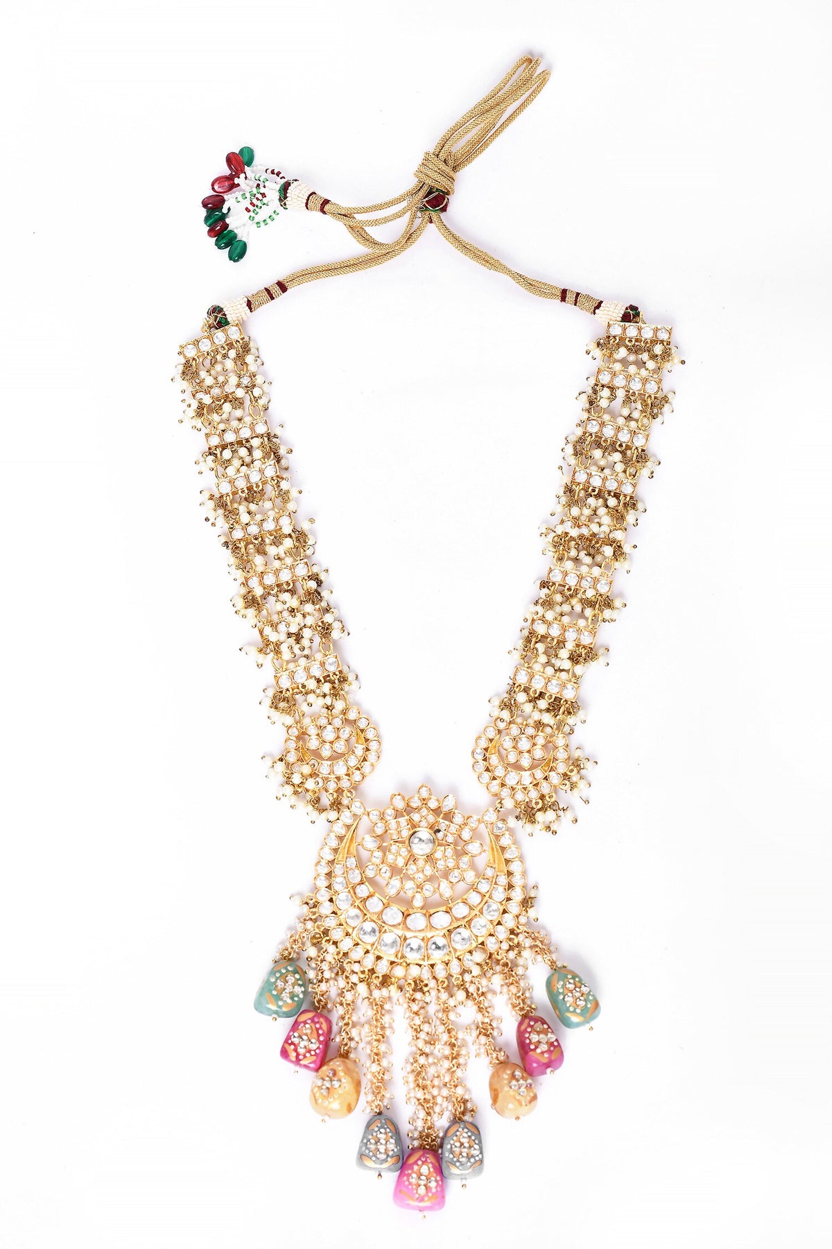 Embellished Long Pendant Necklace Set 