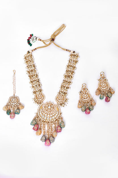 Embellished Long Pendant Necklace Set 