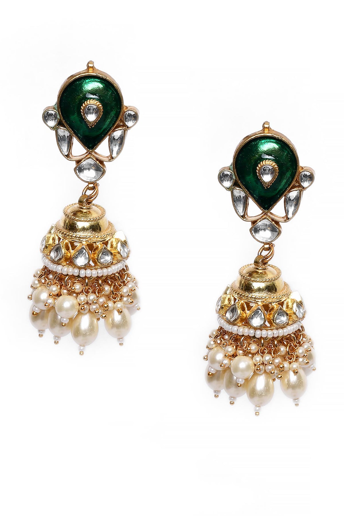 Enamelled Kundan Embellished Necklace Set 