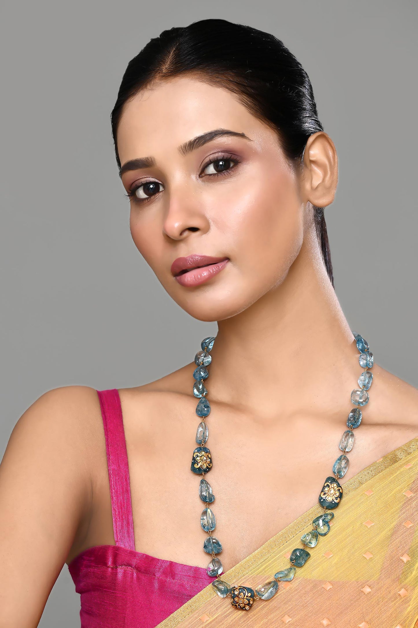 Beaded Hand Painted Motif Necklace 
