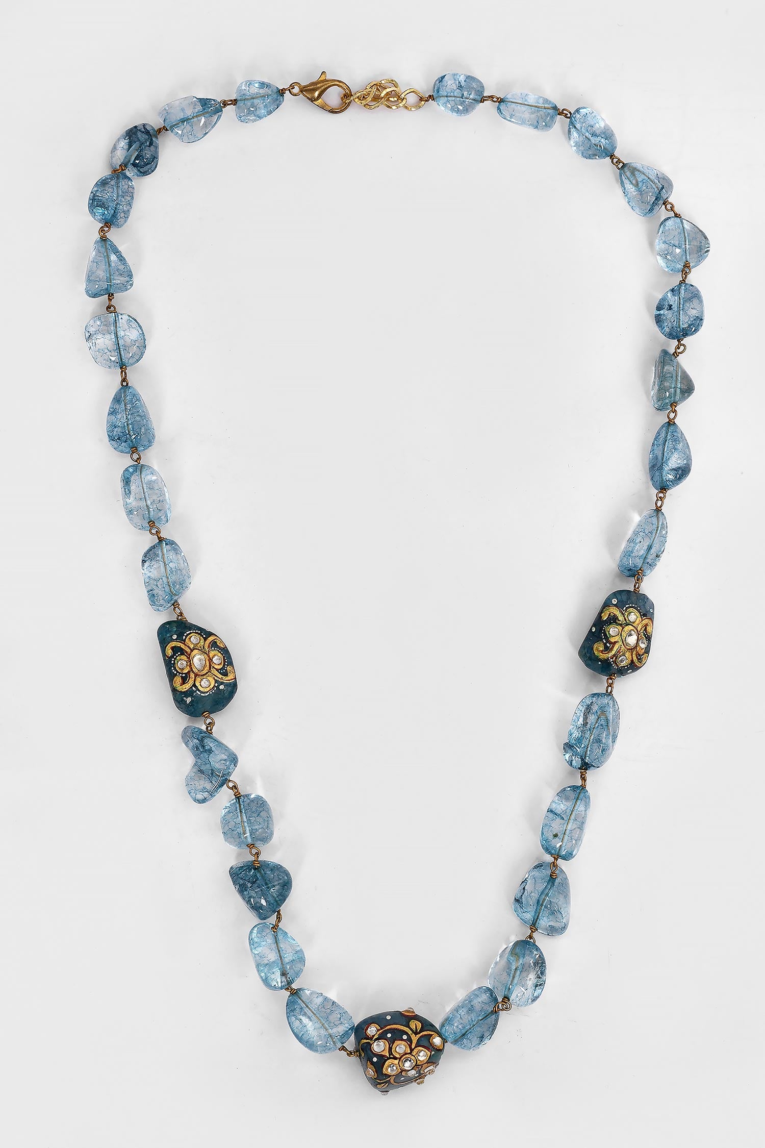 Beaded Hand Painted Motif Necklace 