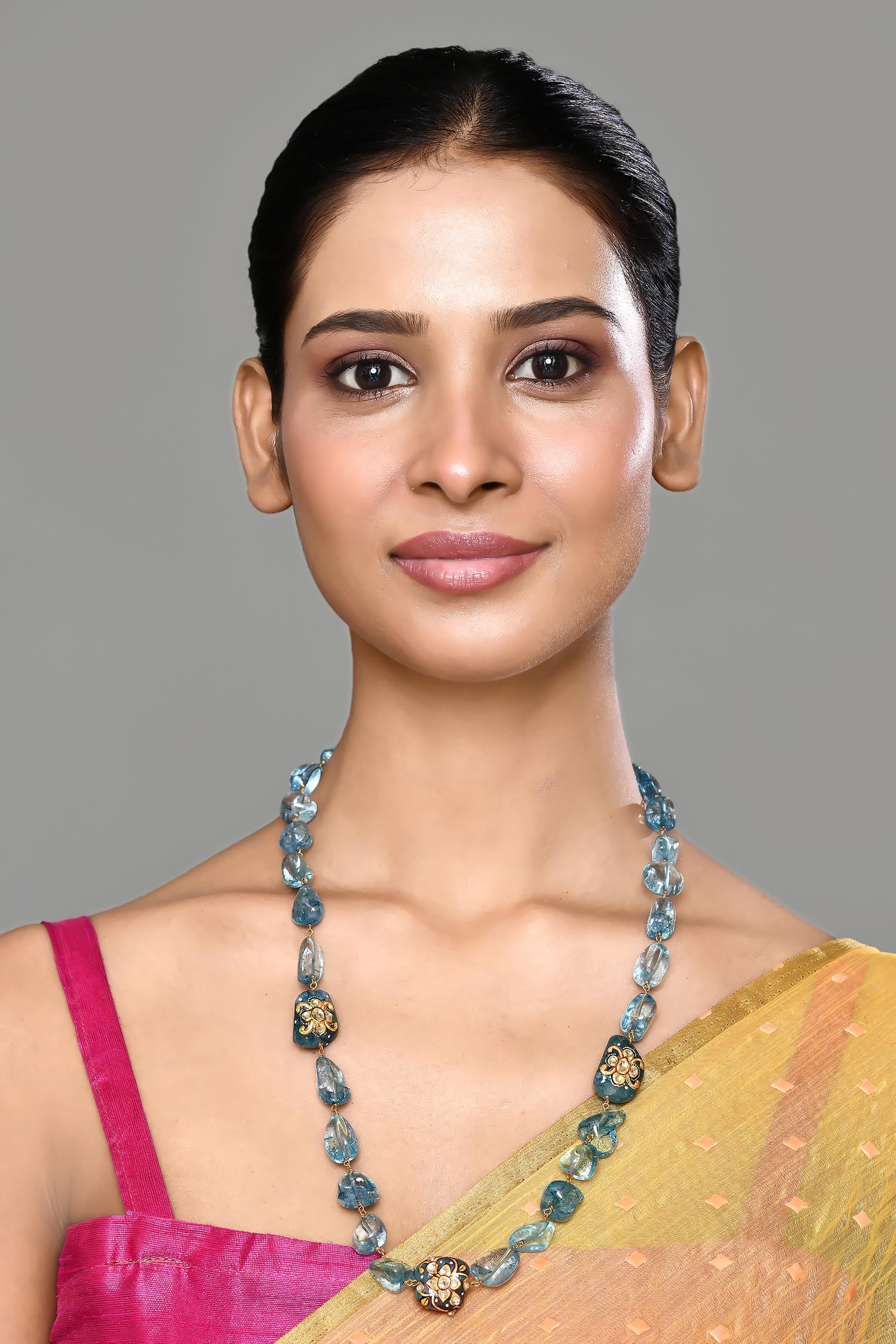 Beaded Hand Painted Motif Necklace 