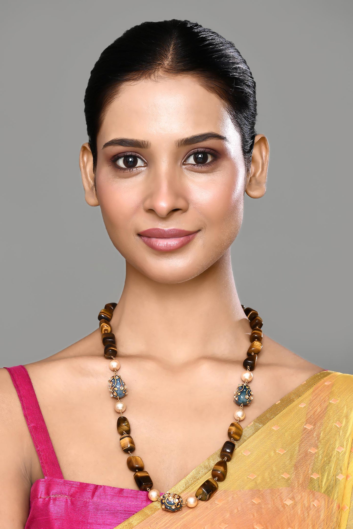 Carved Embellished Temple Necklace Set 