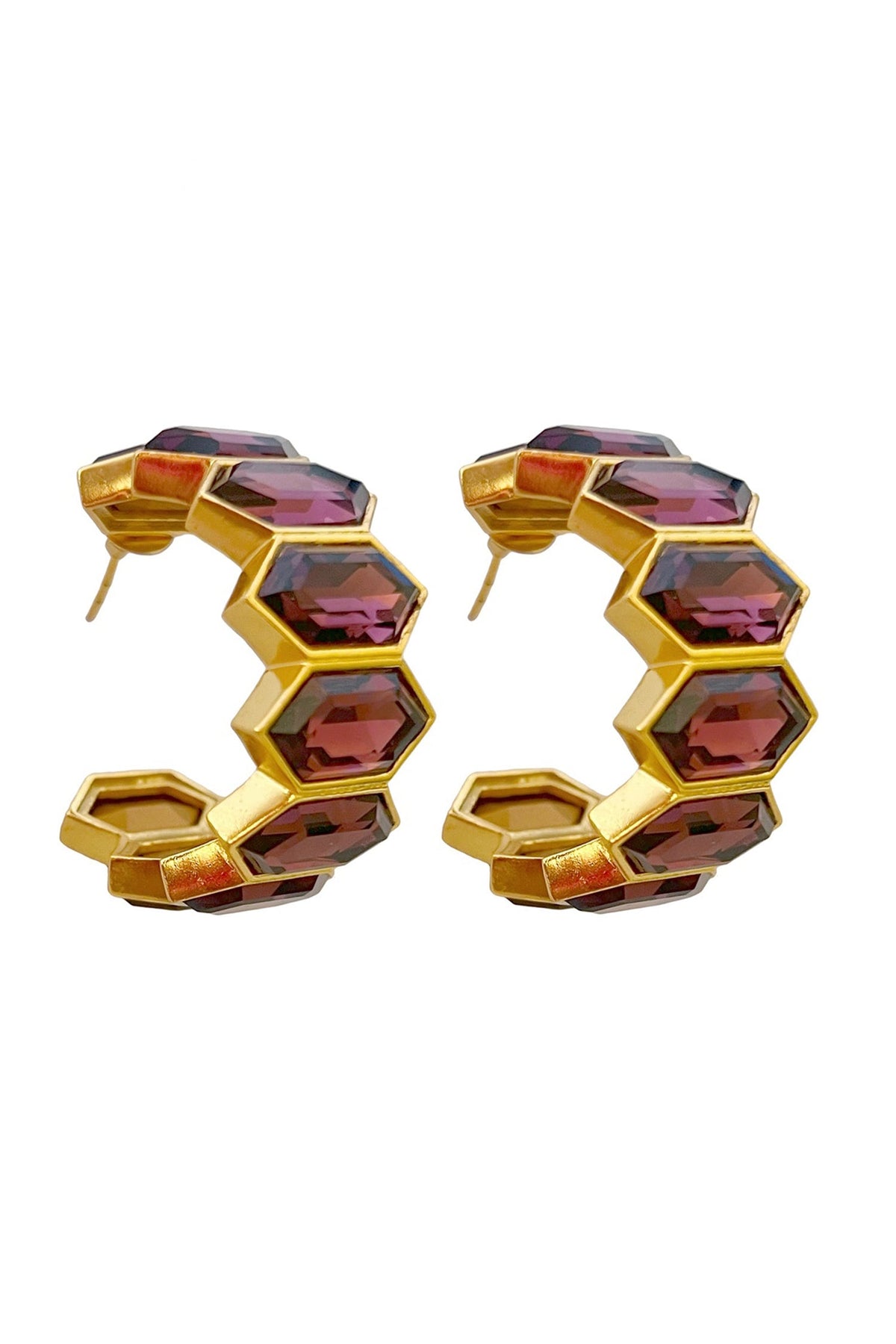 Honeycomb Gem Hoops 