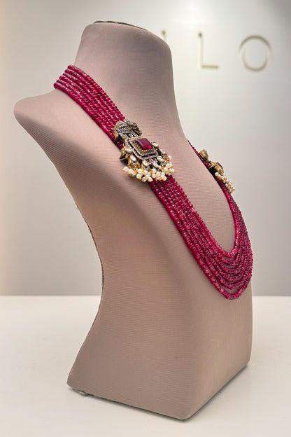 Rojo Stone Embellished Bead Necklace 