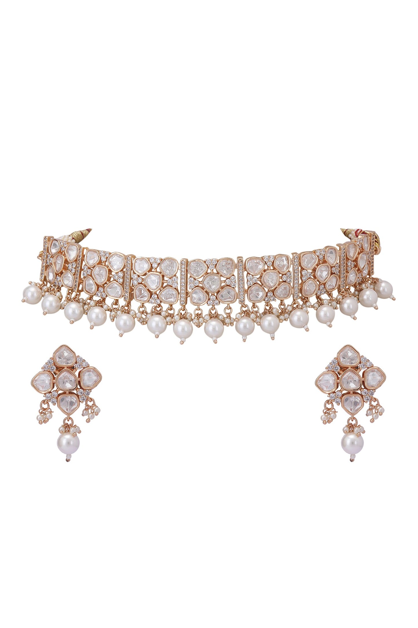 Kundan & Pearls Meenakari Necklace Set 