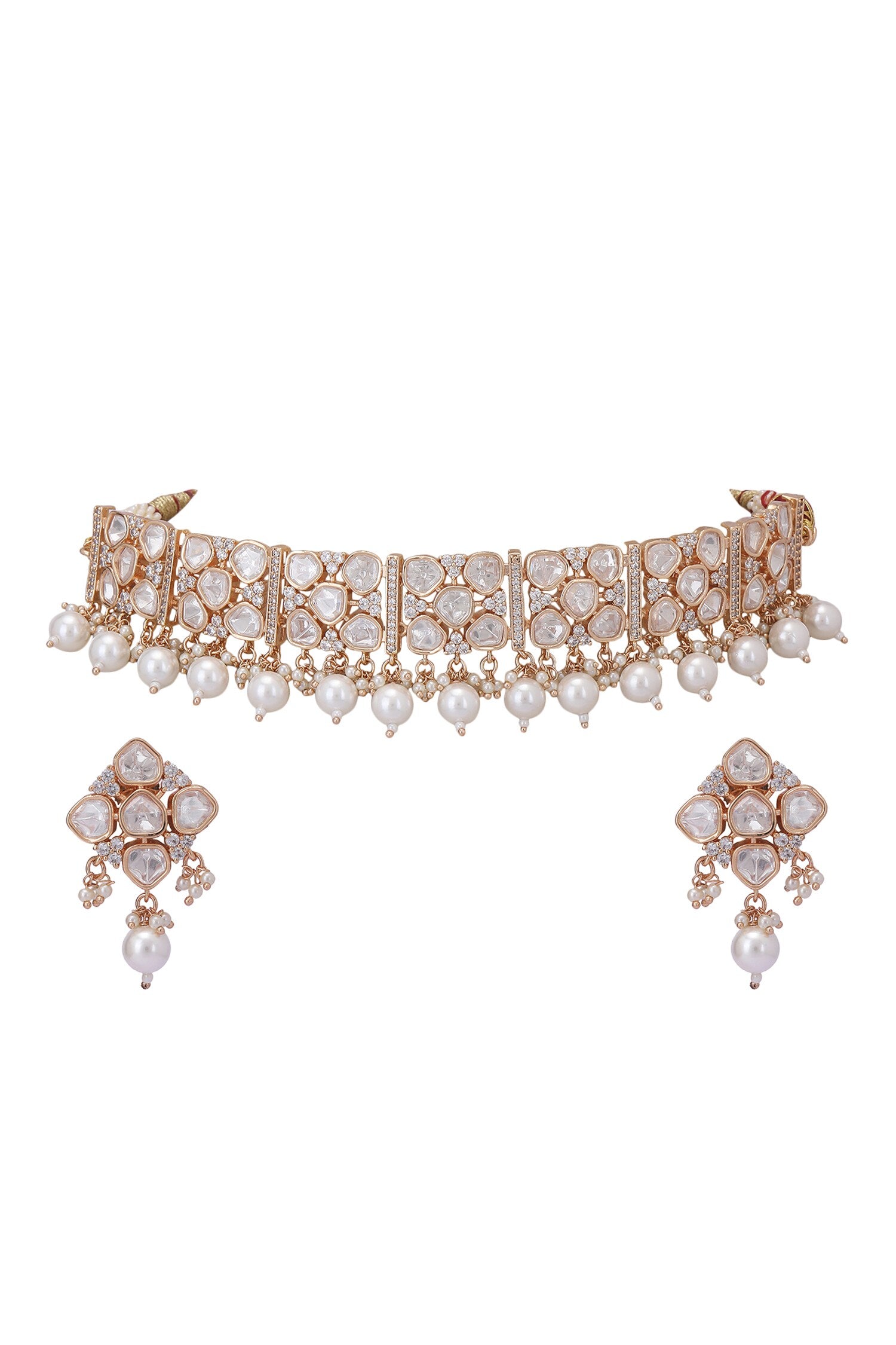 Kundan & Pearls Meenakari Necklace Set 