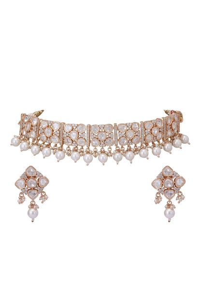 Kundan & Pearls Meenakari Necklace Set 