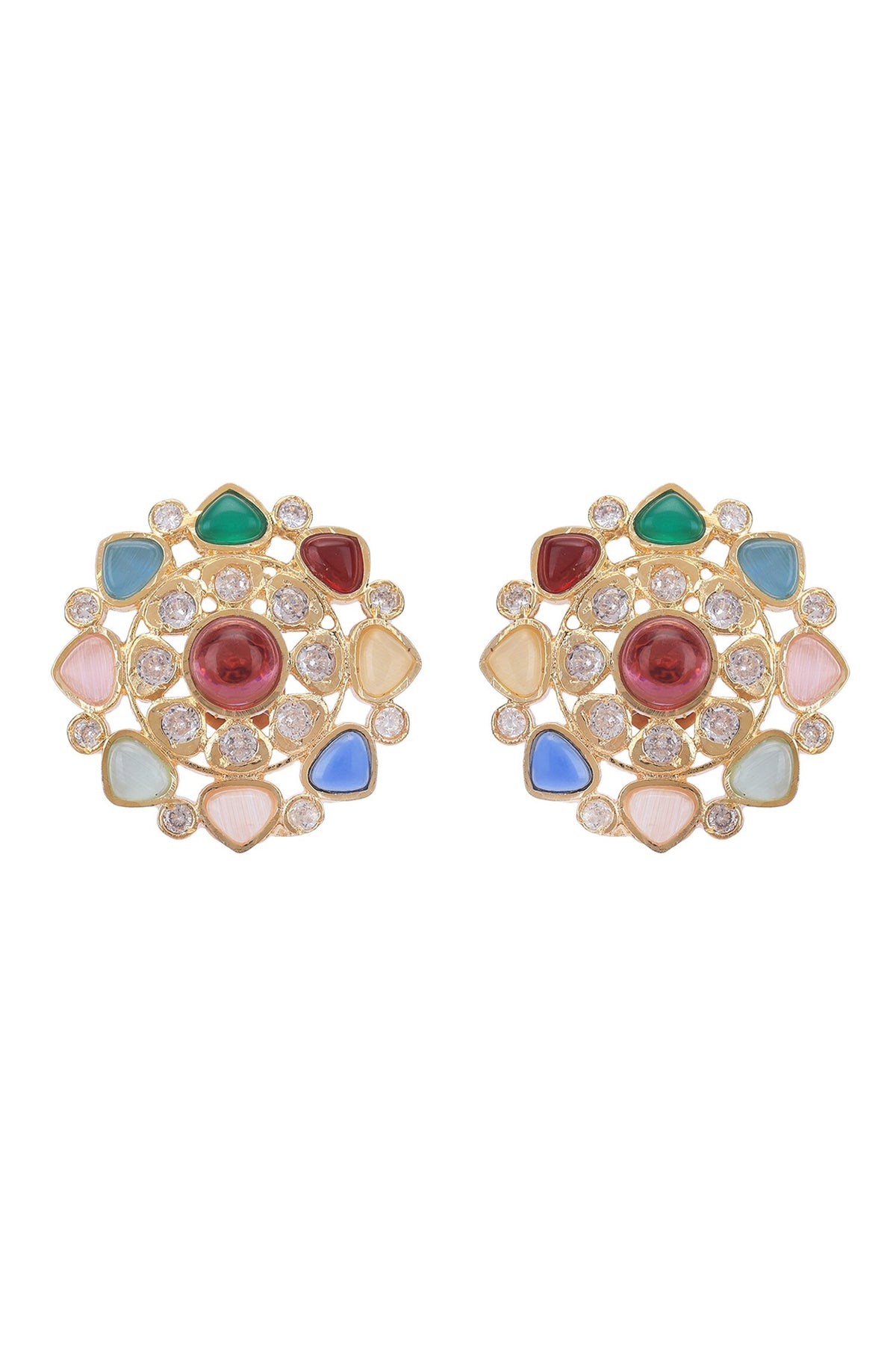 Navratna Stone Studded Stud Earrings 