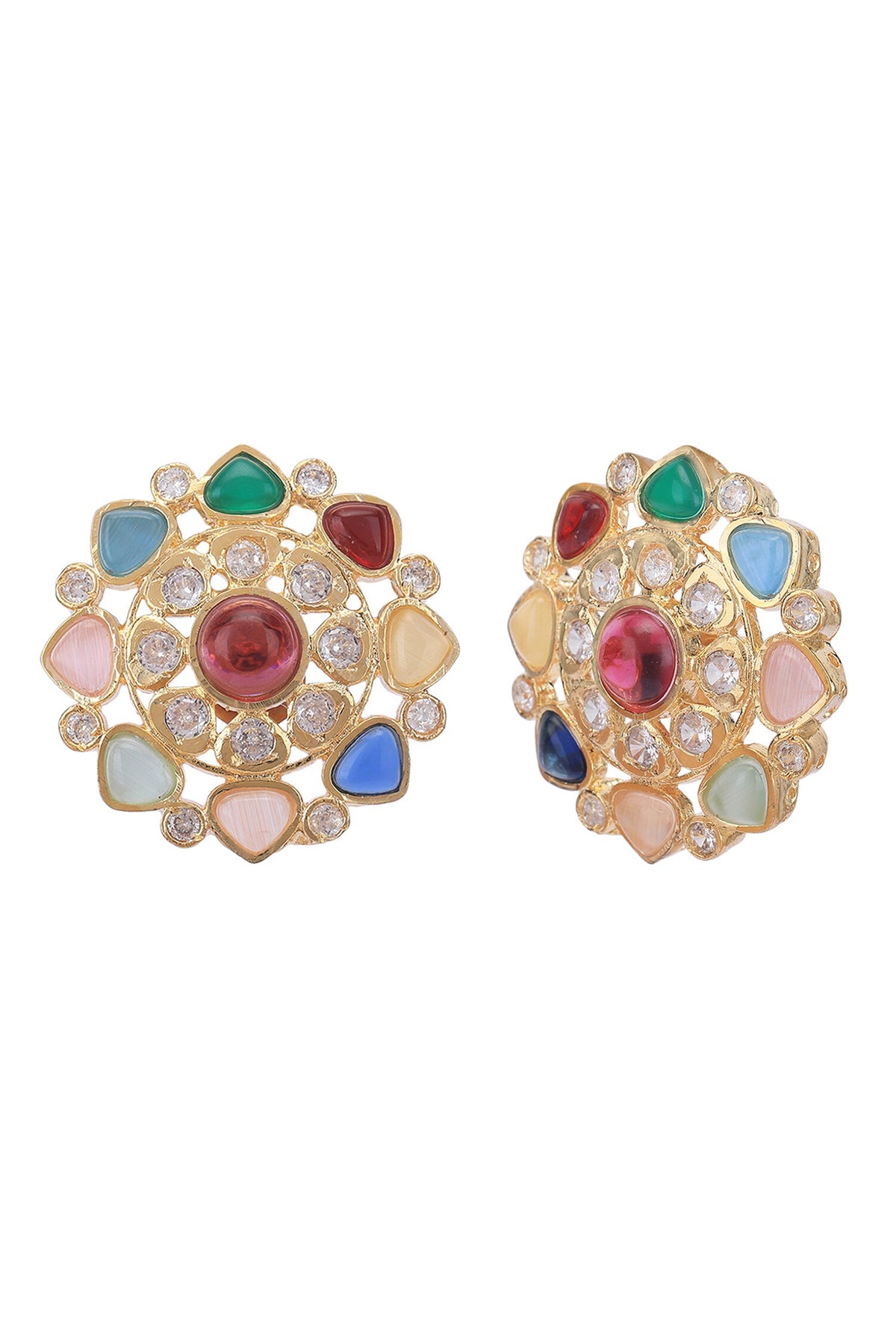 Navratna Stone Studded Stud Earrings 