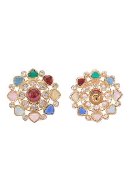 Navratna Stone Studded Stud Earrings 