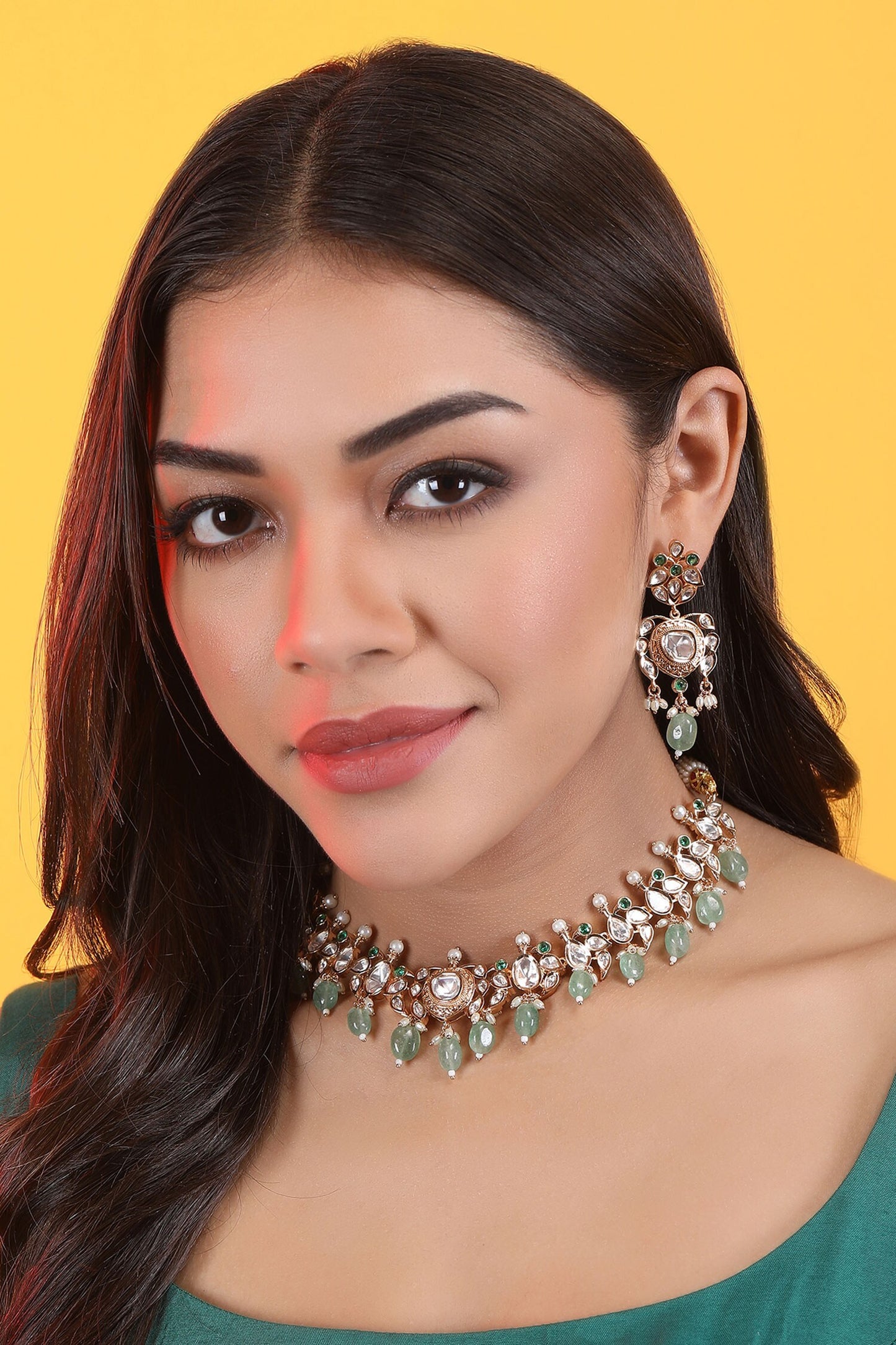 Stones & Beads Studded Necklace Set 