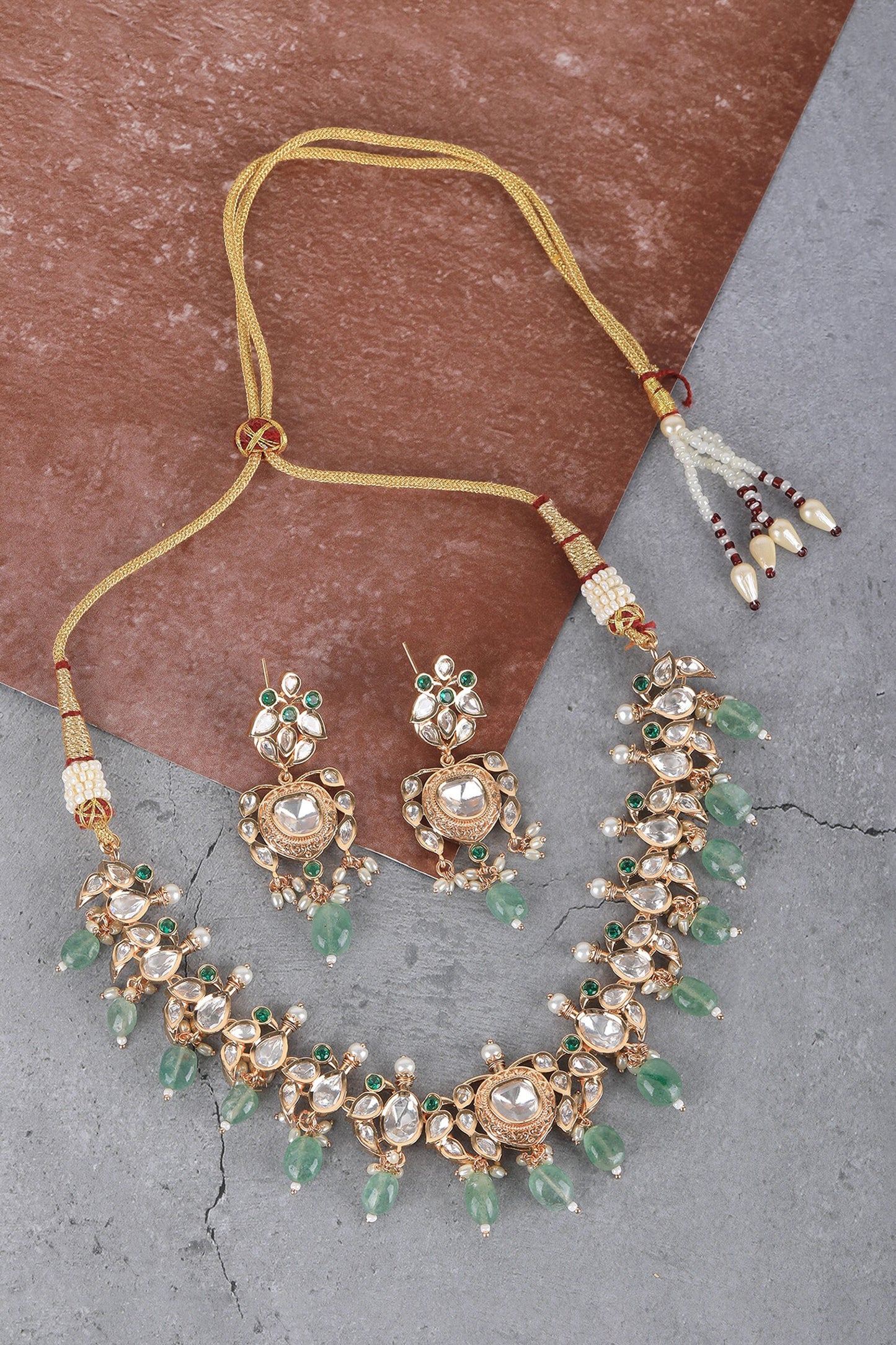 Stones & Beads Studded Necklace Set 