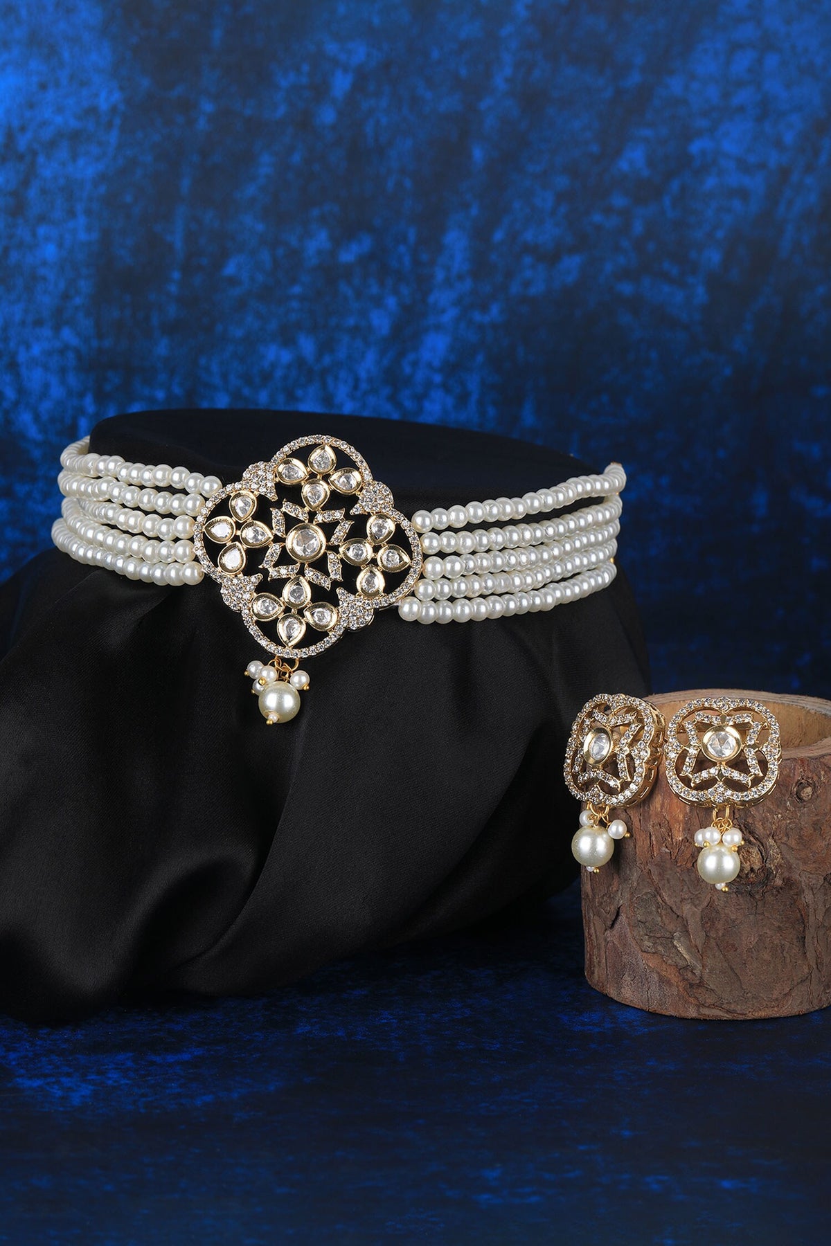 Stones & Beads Studded Choker Necklace Set 