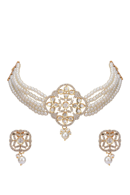Stones & Beads Studded Choker Necklace Set 